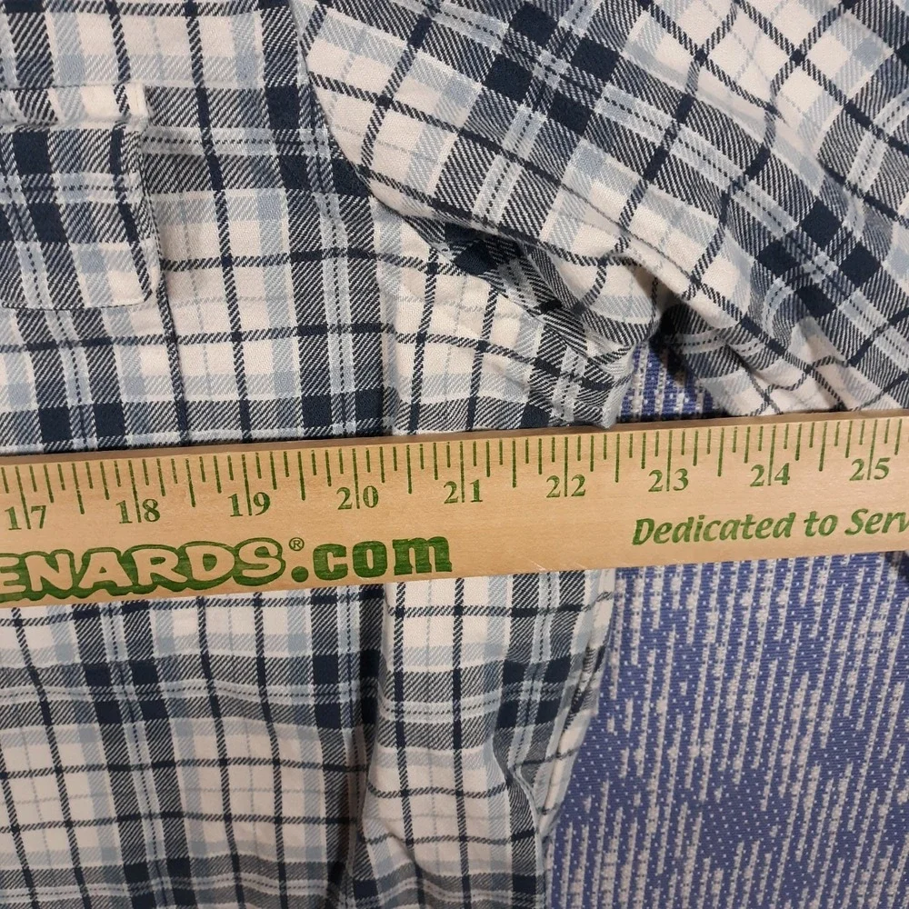 Polo Ralph Lauren Shirt Mens Medium Flannel Pockets Cotton White Blue